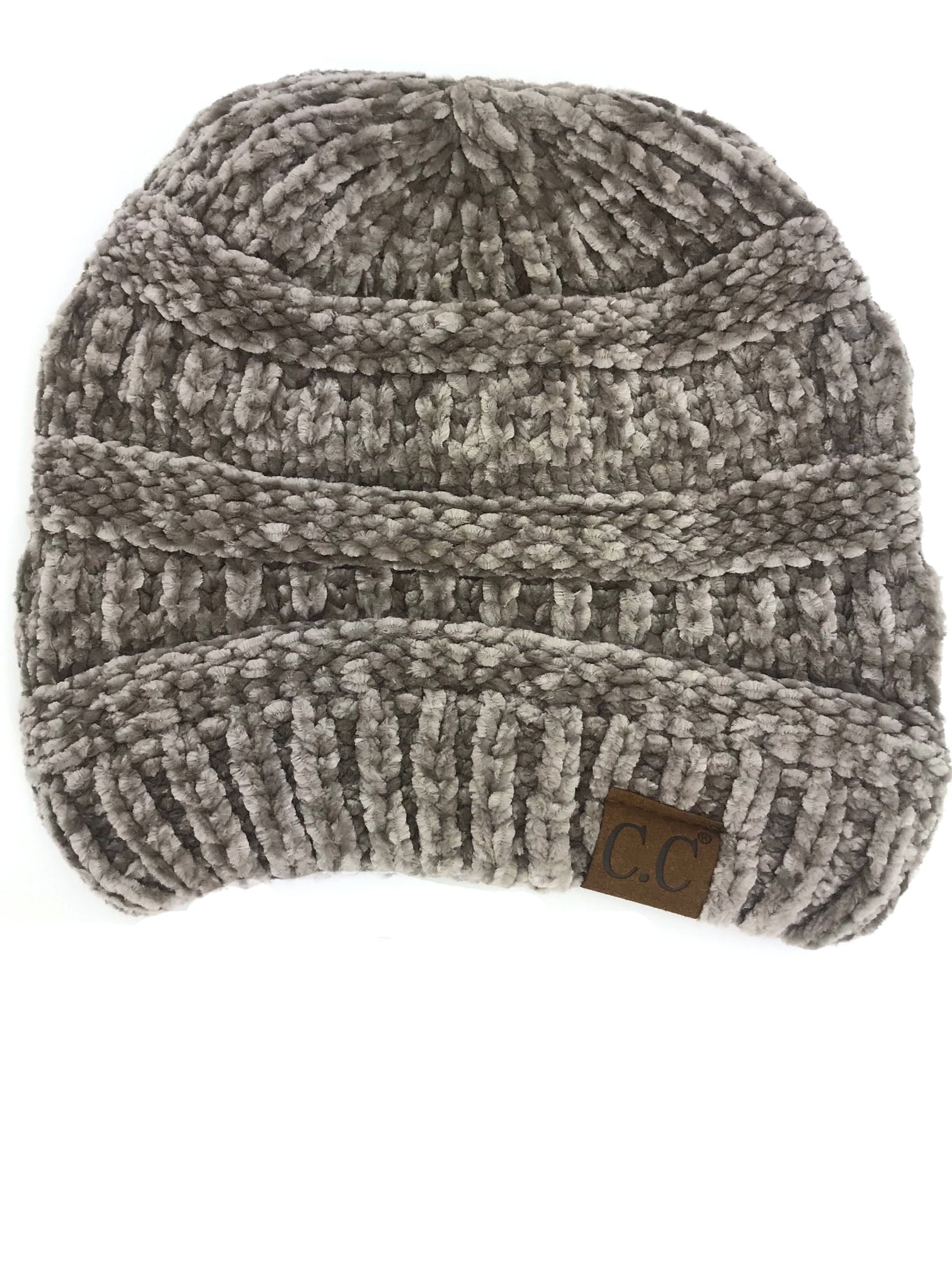 Hat-30 TAUPE VELOUR BEANIE