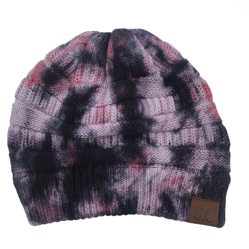 HAT-821 Black/Pink Tie Dye Beanie