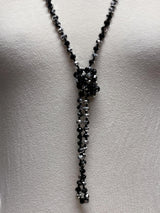 NK-2244 BLACK SILVER 60 hand knotted glass bead necklace