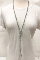 NK-2244 IRI LIGHT GREY 60 hand knotted glass bead necklace