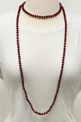 NK-2244 RED 60 hand knotted glass bead necklace