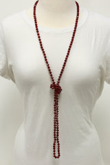 NK-2244 RED 60 hand knotted glass bead necklace