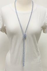 NK-2244 CLEAR LIGHT PUR 60 hand knotted glass bead necklace