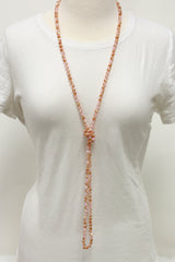 NK-2244 PINK 2-TONE 60 hand knotted glass bead necklace