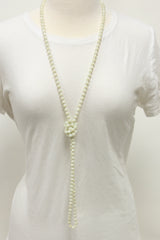 NK-2244 CREAM 60 hand knotted glass bead necklace