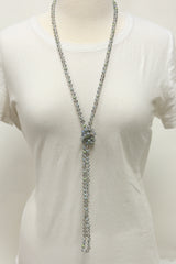 NK-2244 IRI GREY 60 hand knotted glass bead necklace