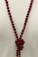 NK-2244 RED 60 hand knotted glass bead necklace