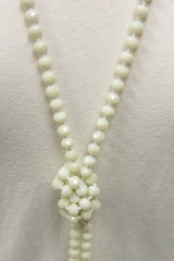 NK-2244 CREAM 60 hand knotted glass bead necklace