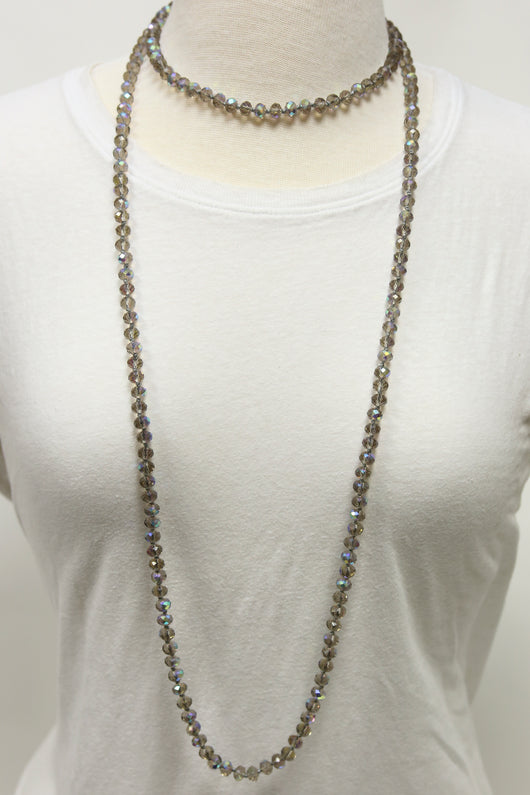 NK-2244 IRI TAUPE 60 hand knotted glass bead necklace