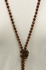 NK-2244 BROWN 60 hand knotted glass bead necklace