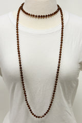 NK-2244 BROWN 60 hand knotted glass bead necklace
