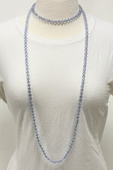 NK-2244 CLEAR LIGHT PUR 60 hand knotted glass bead necklace