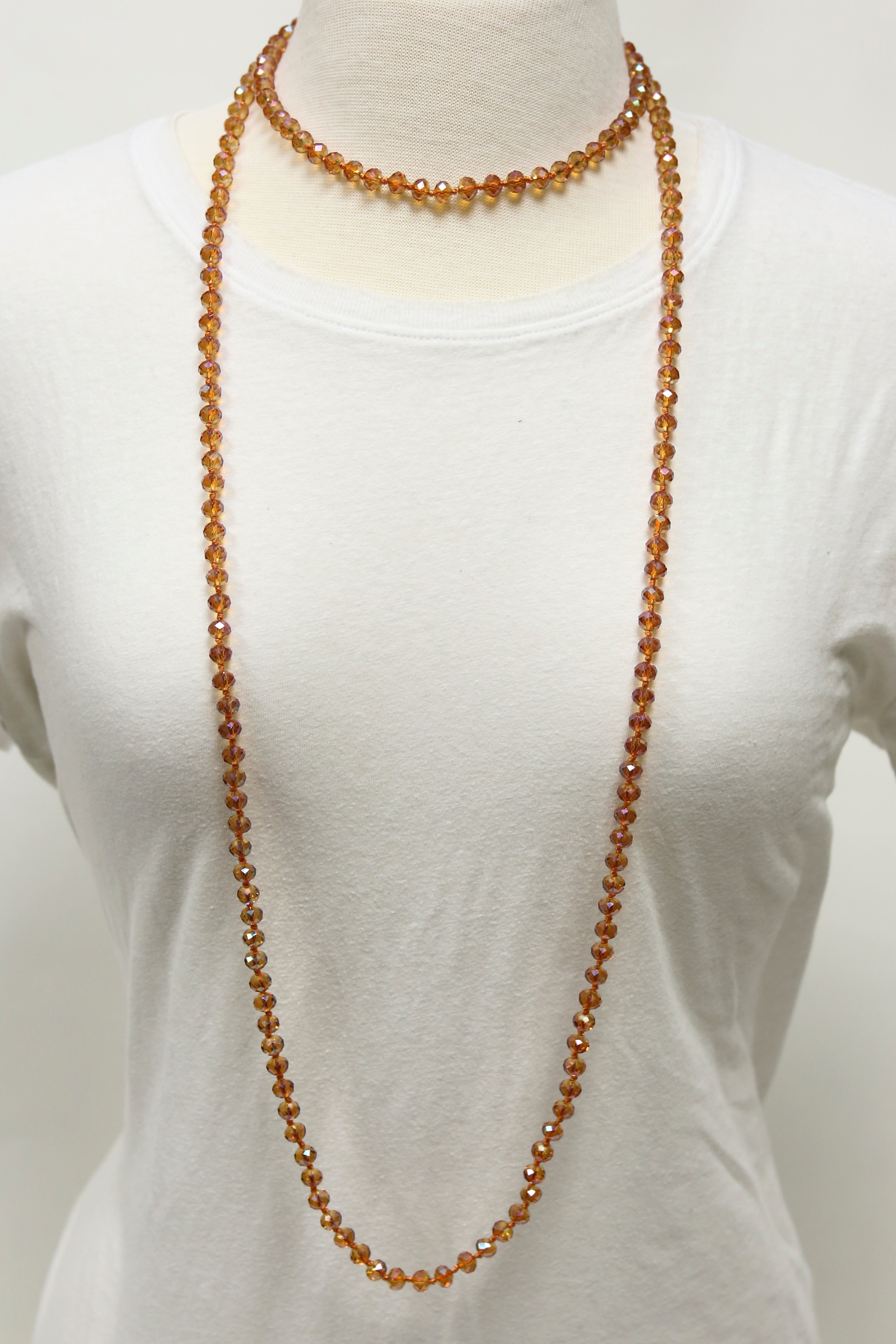 NK-2244 IRI RUST 60 hand knotted glass bead necklace