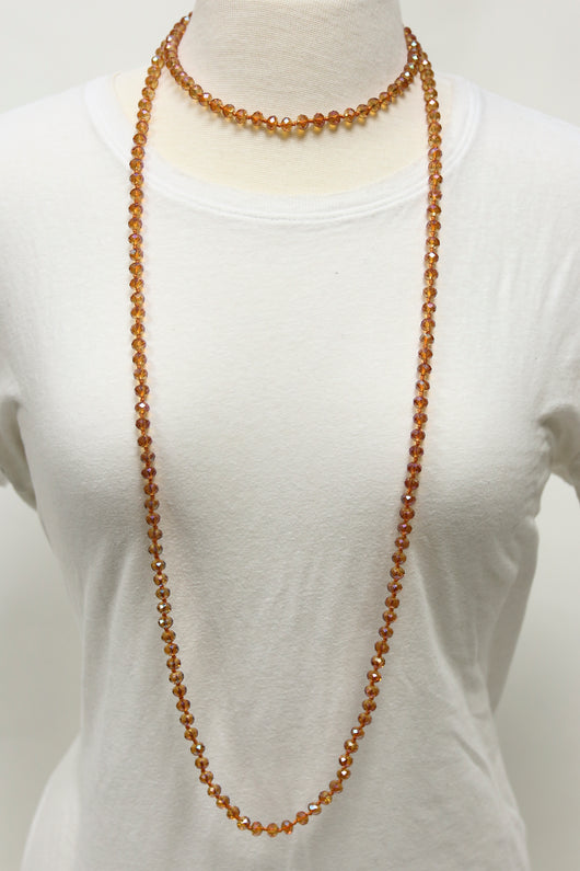 NK-2244 IRI RUST 60 hand knotted glass bead necklace