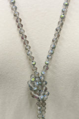 NK-2244 IRI GREY 60 hand knotted glass bead necklace
