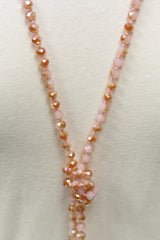 NK-2244 PINK 2-TONE 60 hand knotted glass bead necklace