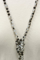 NK-2244 BLACK WHITE MULTI 60 hand knotted glass bead necklace