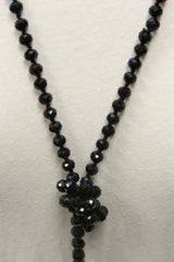 NK-2244 BLACK 60 hand knotted glass bead necklace