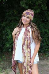 SF-7380 Tie Dye Scarf with C.C Rubber Patch - Antique Moss/Wild Ginger