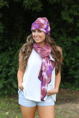 SF-7380 Tie Dye Scarf with C.C Rubber Patch - Iris/Wild Ginger