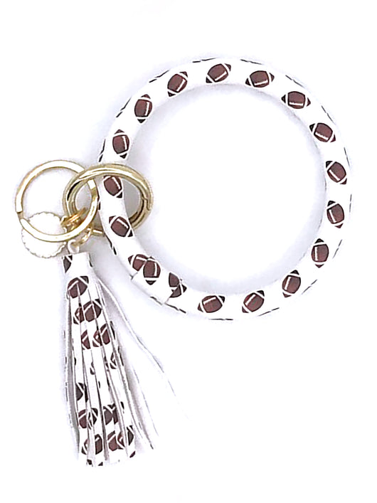 KC-8845 Football White Wristlet Key Chain