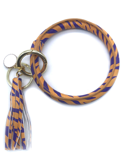 KC-8845 Purple Gold Tiger Wristlet Key Chain