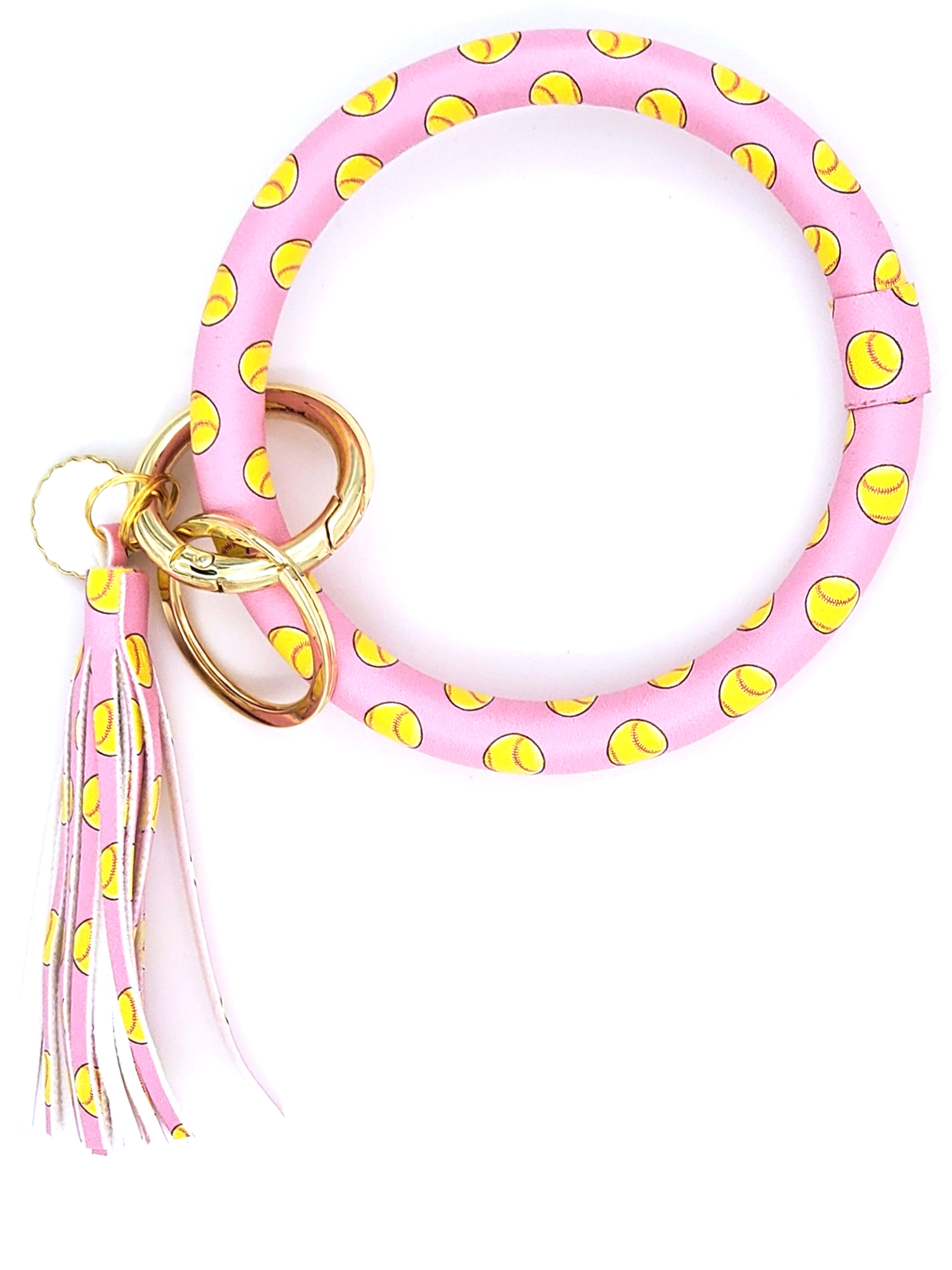 KC-8845 Softball Pink Wristlet Key Chain