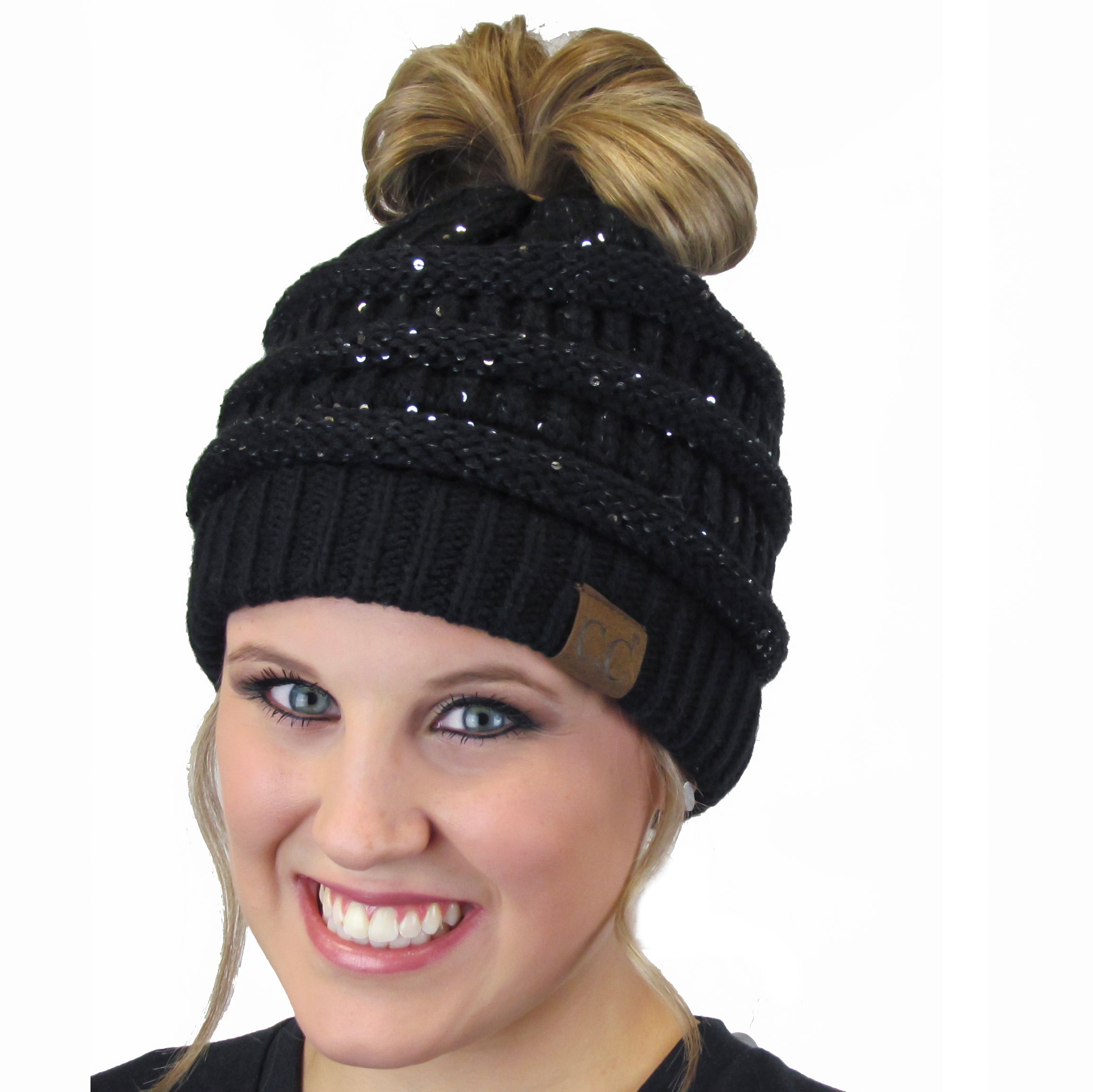 MB-730 SEQUIN BEANIE BLACK