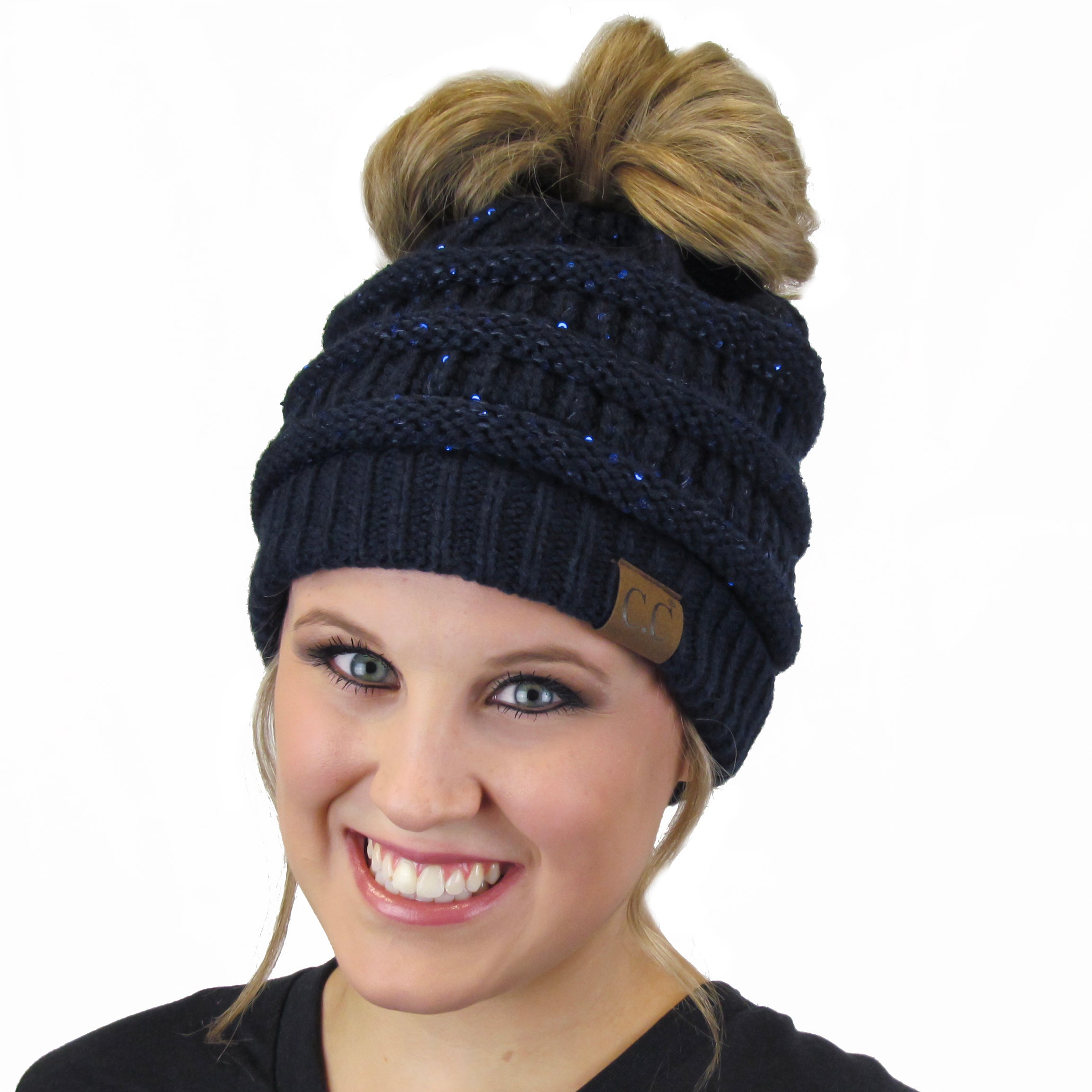 MB-730 SEQUIN BEANIE NAVY