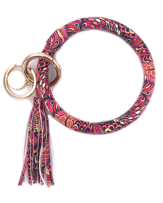 KC-8845 Red Pink Feather Wristlet Key Chain