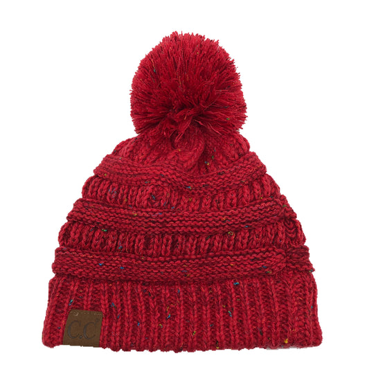 YJ-817 Ombre Speckled Pom Beanie - Red