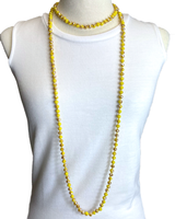 NK-2244 MUSTARD  MULTI COLOR 60 hand knotted glass bead necklace