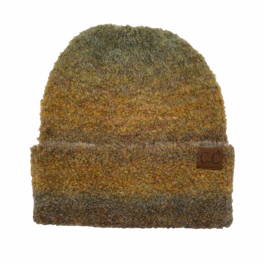 HAT-2082 Multi Ombre Mohair Beanie Taupe Mix
