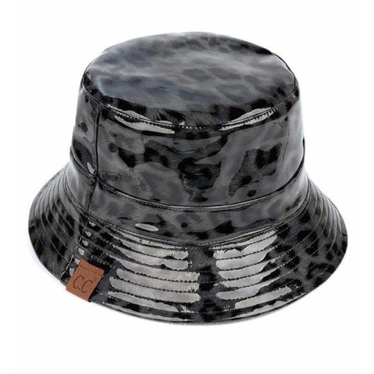 BK-3695 Leopard Rain Bucket Hat Grey