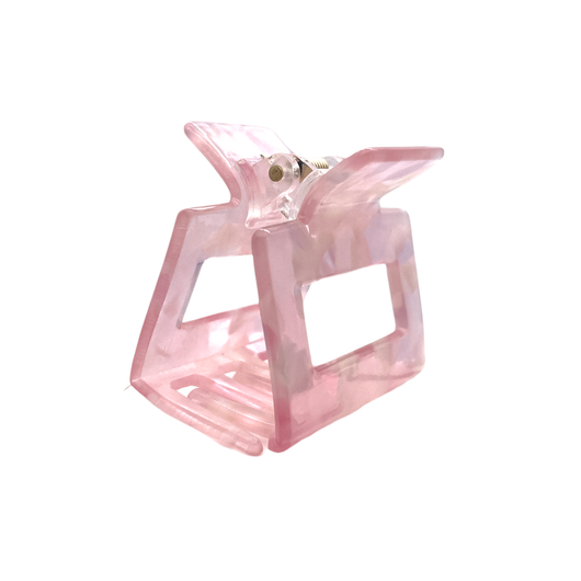 HCS-14M Small Square Hair Clip-Light Pink/Clear