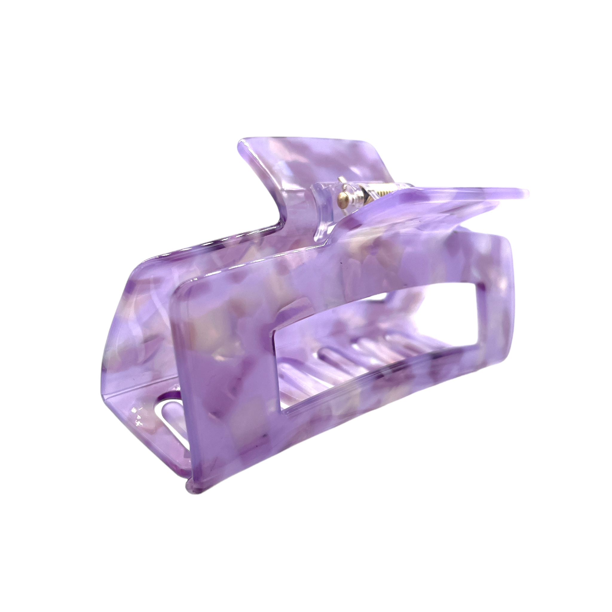 HCR-12M Large Rectangle Hair Clip-Purple/White