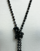 NK-2244 METALLIC BLACK 60 hand knotted glass bead necklace