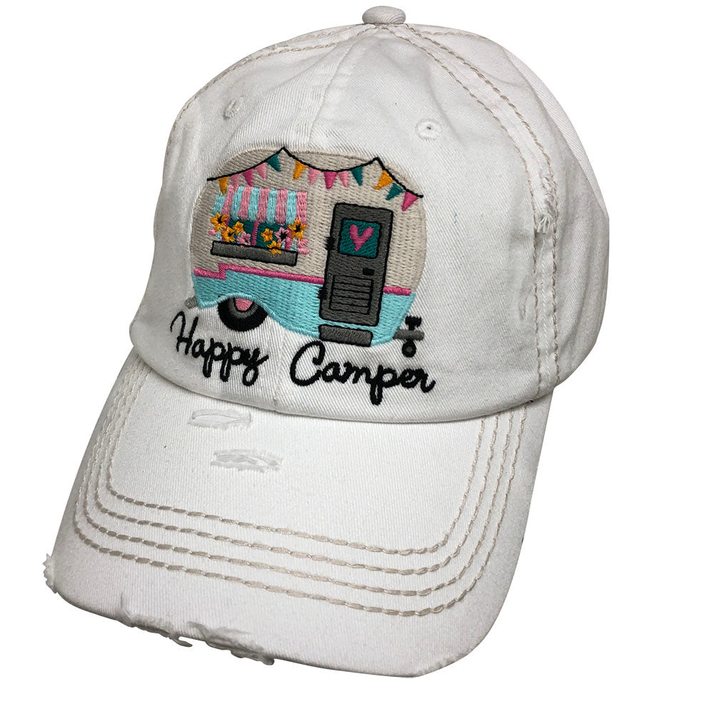 KBV-1276 Happy Camper-Torn Look-White