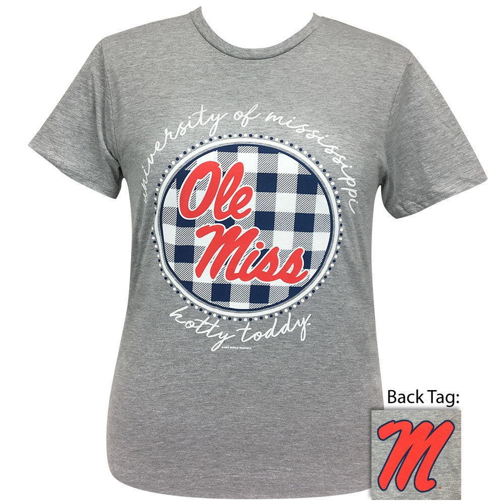 Ole Miss Buffalo Plaid Sport Grey- SS